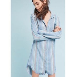 Cloth & Stone Raw Hem Chambray Striped Dress XL